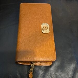 Ralph Lauren Leather Wallet with Gold Accent